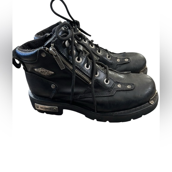 Harley Davidson Women’s Havoc Moto Boot Black Sz 9.5 Double Zip 5” Pull Leather